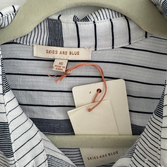 NWT Skies are Blue White and Navy Striped Shirt Dress size XS - Picture 5 of 7